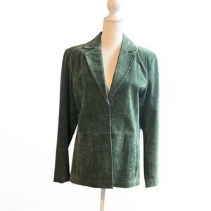 Vintage Jade Green Suede Leather Jacket Boho Western Retro Heritage Style Size 6